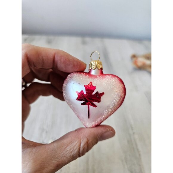 Vintage heart Canadian glass ornament Xmas tree set - Picture 7 of 11